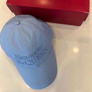 Brand New Alexander McQueen Blue Signature Baseball Cap Size Medium 58 cm